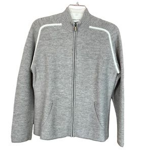 Vintage Smartwool Tan Front Zip Merino Wool Cardigan Sweater Women's Size XL